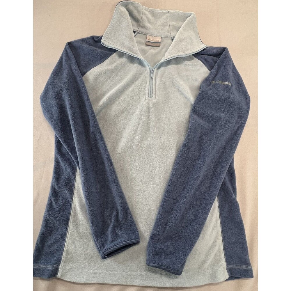 Columbia Sportswear Womens Large Blue 1/4 Zip Long Sleeve Fleece Pullover